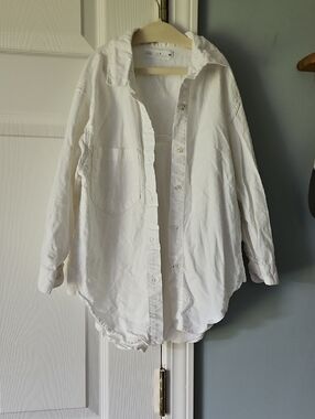 Zara White Cotton Button-Up Shirt